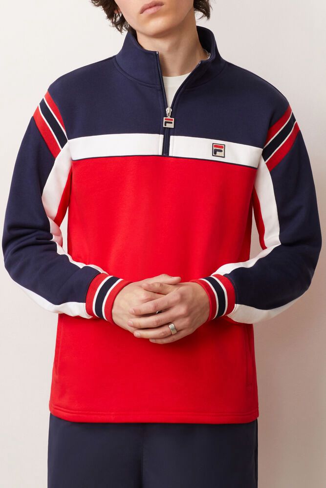 Fila Jakke Herre Rød/Mørkeblå/Hvide Haakon 1/2 Zip FST-156720